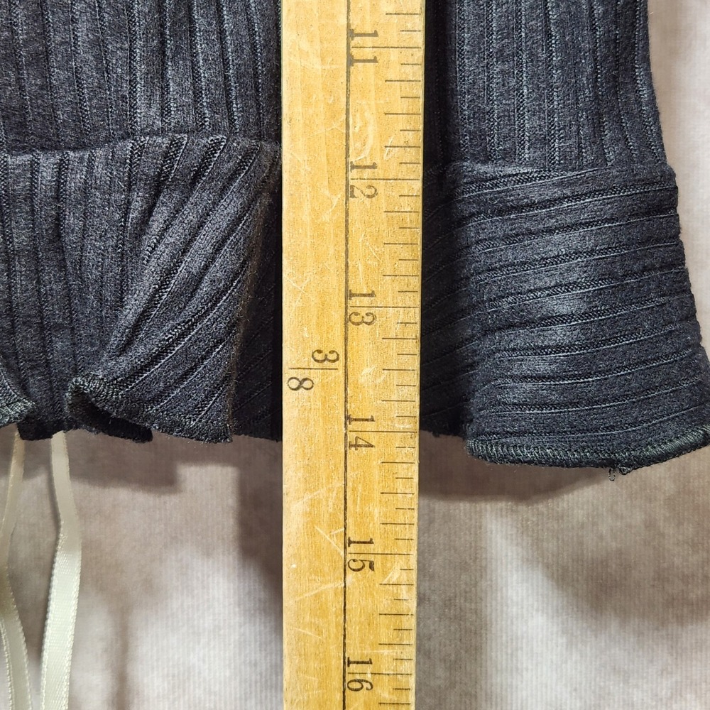 Kimchi Blue Urban Outfitters Black Ribbed Lace Ribbon Peplum Tie Top Small NEW - Picture 7 of 7